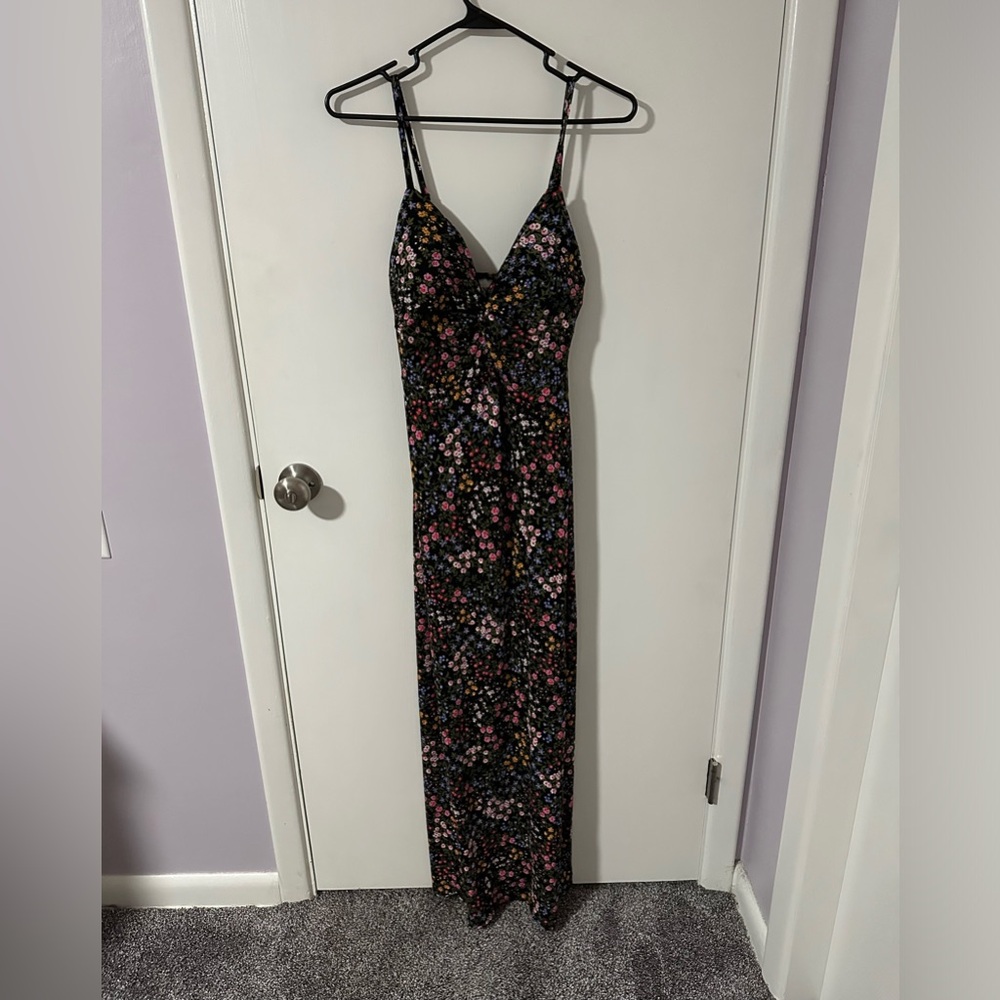 Black Floral Fitted Dress